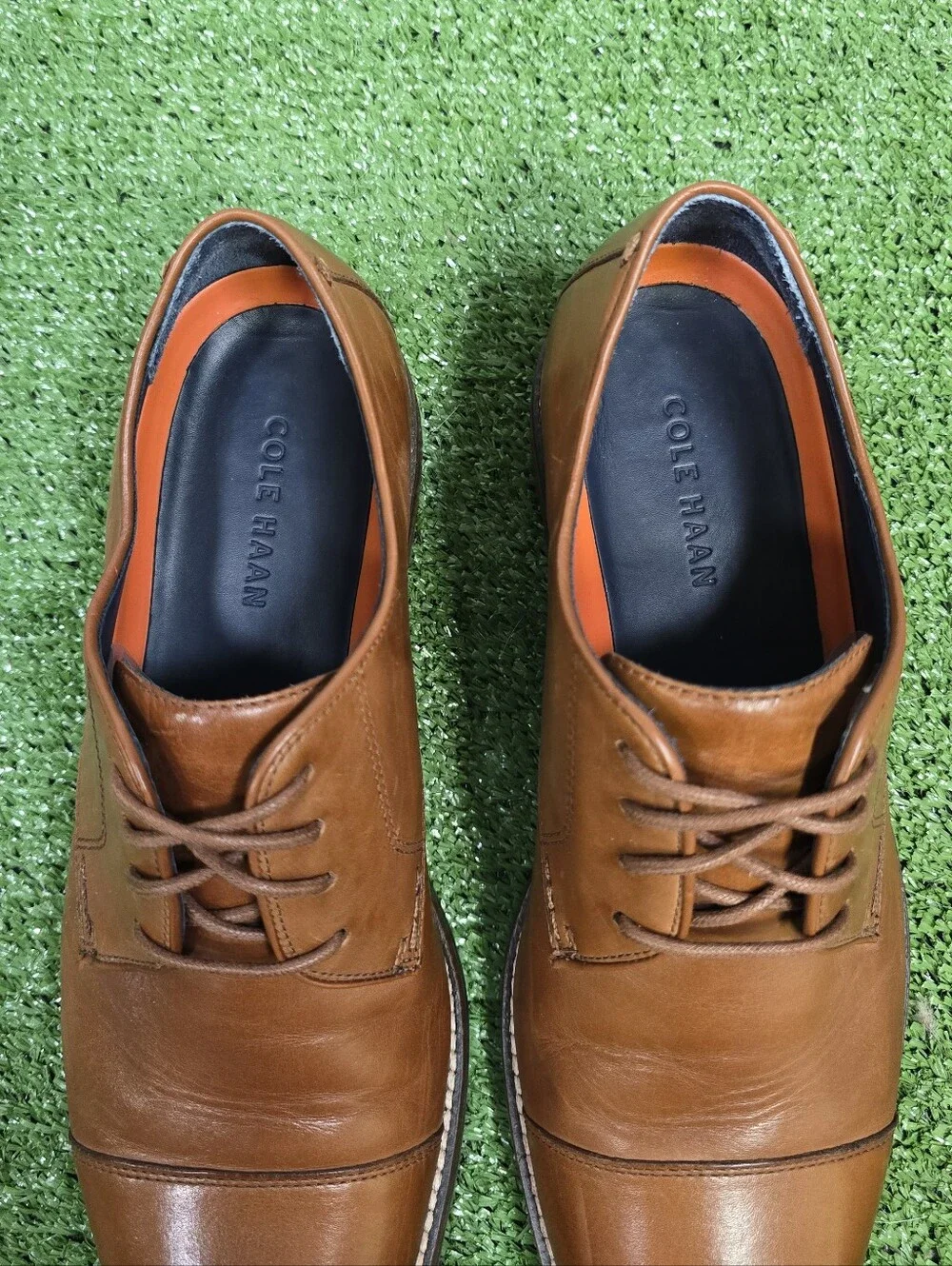 Cole Haan Lenox Hill Cap Toe Oxford Polished Leather British Brown Size 8.5